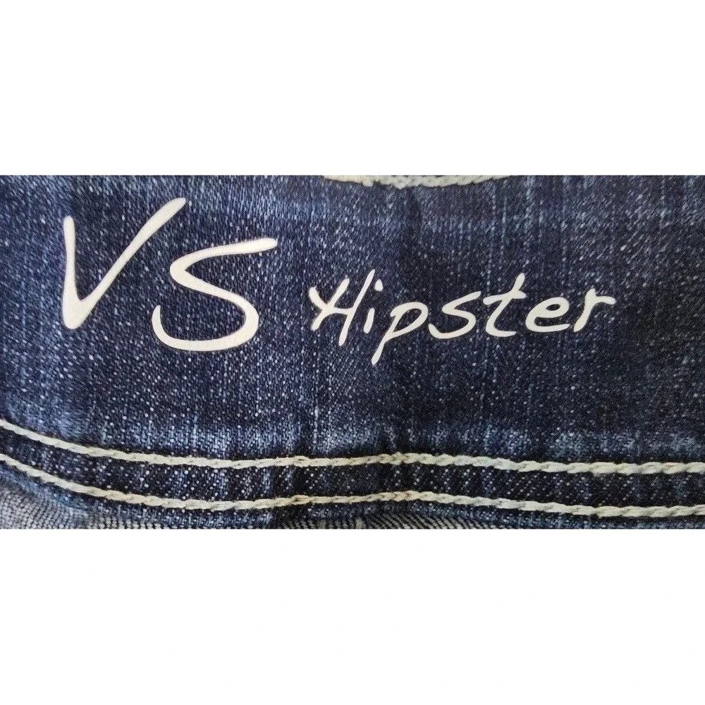Victoria's Secret VS Hipster Denim Shorts Size 4 Dark Wash Low Rise Distressed